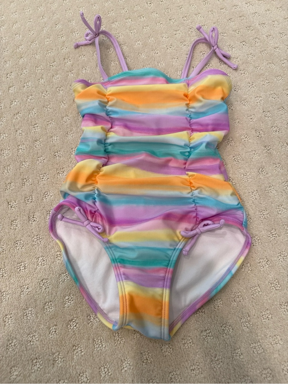 Cat & Jack Girls One Piece Swimsuit Size S 6/7 Rainbow Ruched